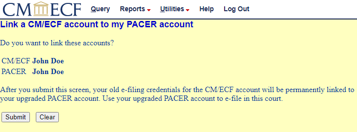 NextGen PACER Linking Utility - Confirm Link