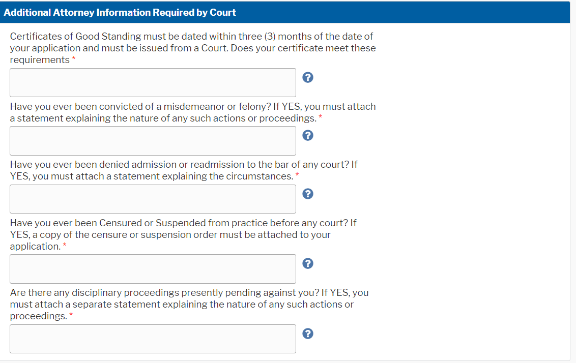 PACER Additional Attorney Information