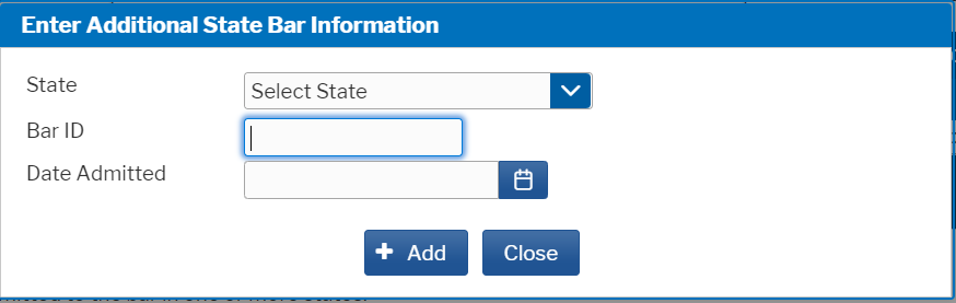 PACER Add State Bar Admission Information