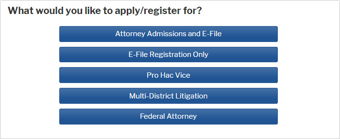 PACER Registration Selection