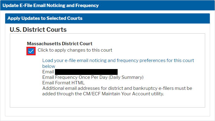 PACER Update Address Information