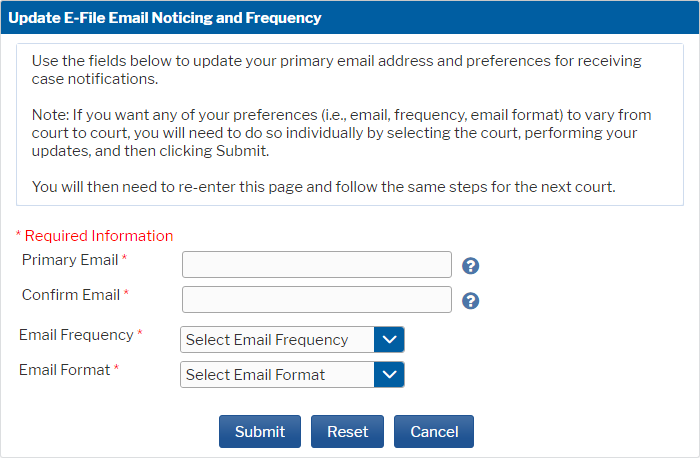 PACER Update Email and Noticing Preferences