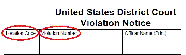 Location Code and Violation Number
                                            located on your violation notice